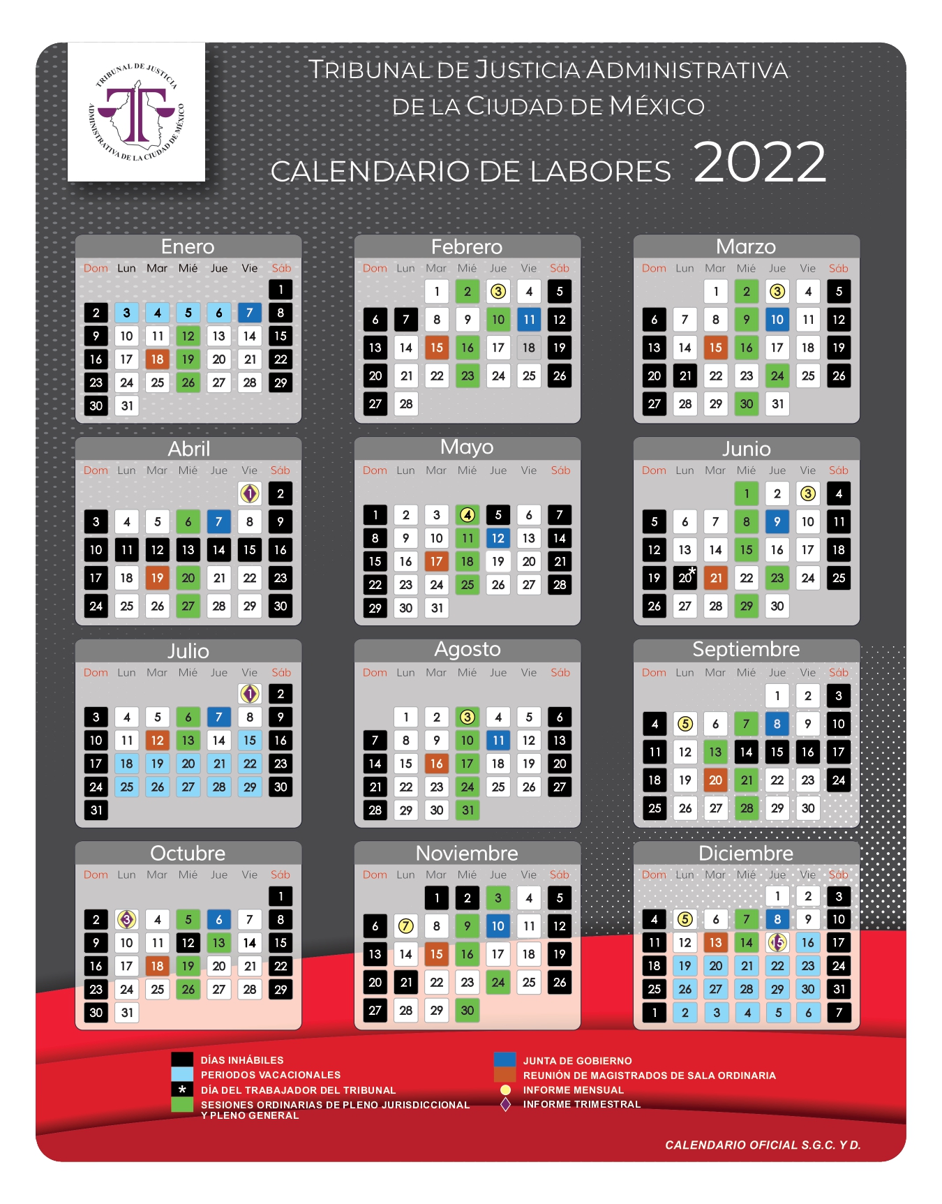 CALENDARIO 2022 TJACDMX