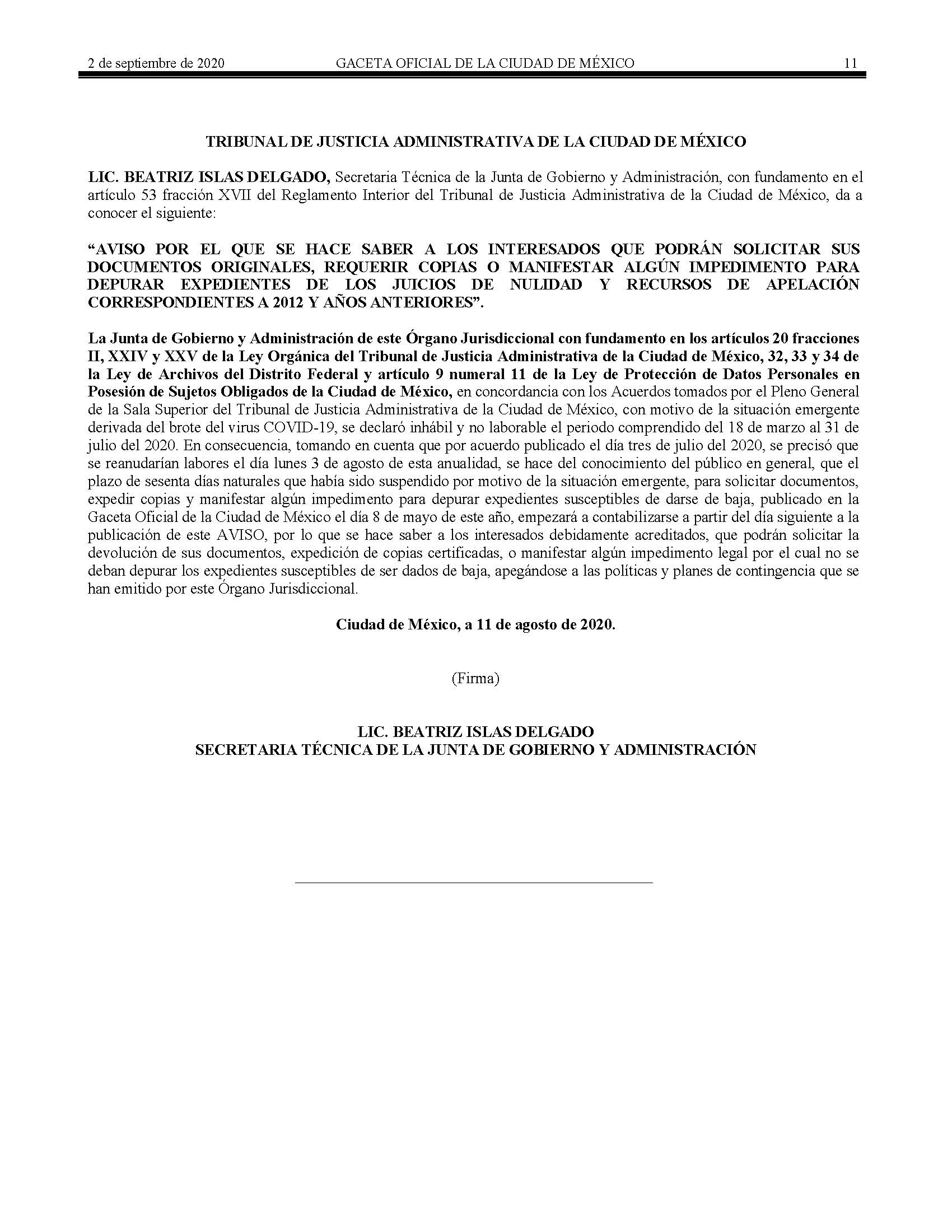 ELIMINACIÓN DE EXPEDIENTES 2020 Página 2