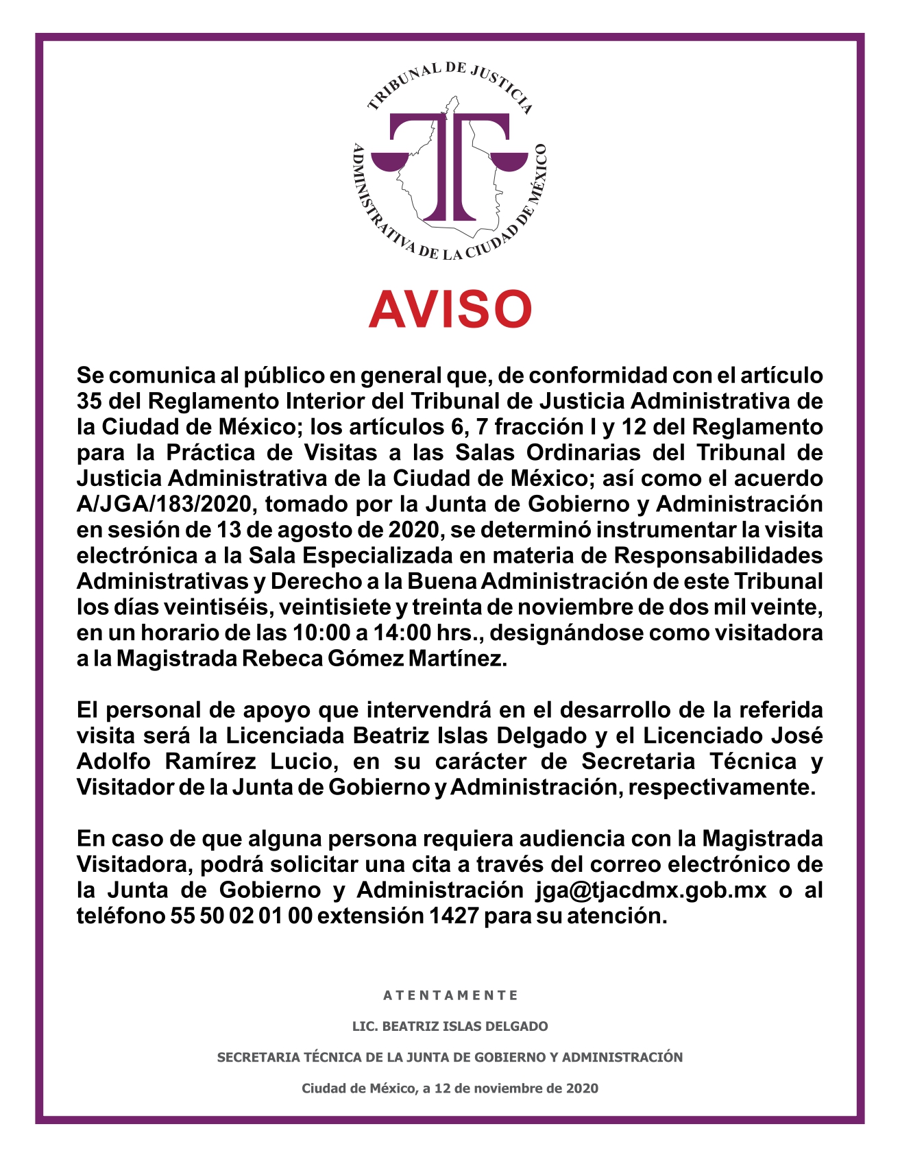 aviso visita especializada