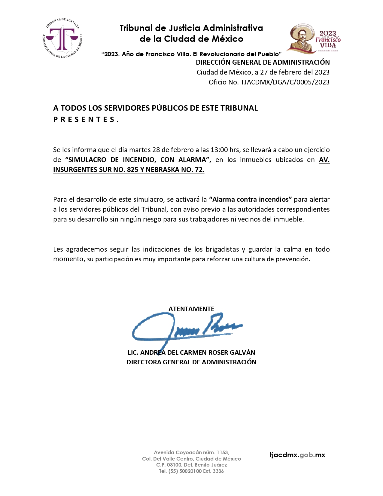Circular 005 AVISO INCENDIO